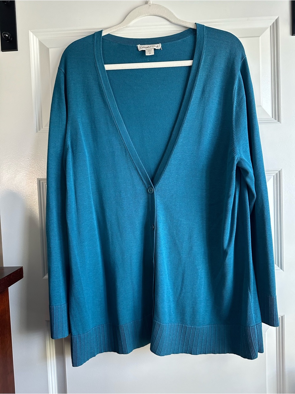 Coldwater Creek Teal 3/4 Sleeve V-Neck  Cardigan Size 18 / 1X